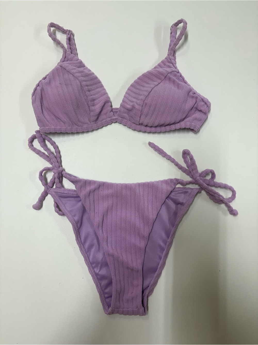 Billabong Lavender Ribbed Tie-Side Bikini